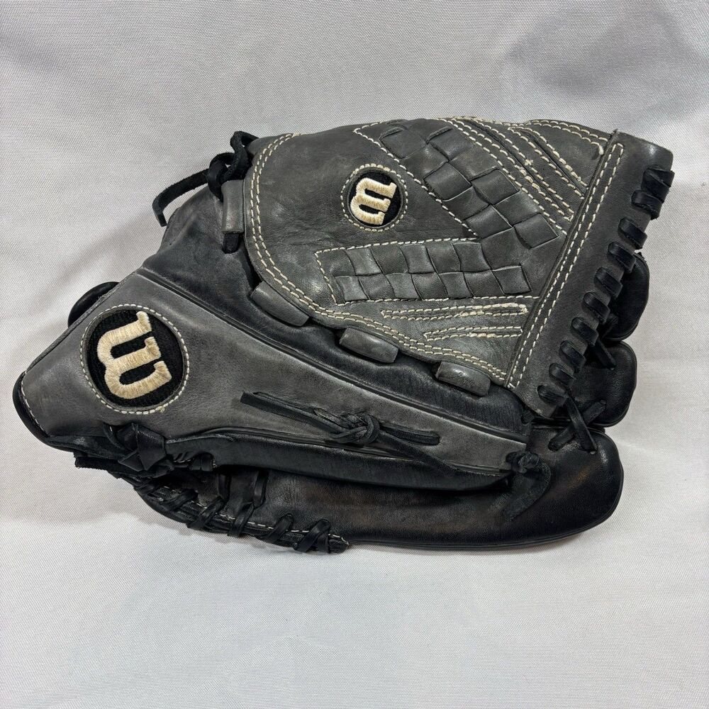 Wilson Onyx Black Gray Leather Baseball Glove Vintage 2000s 12.5ā Fielding RHT